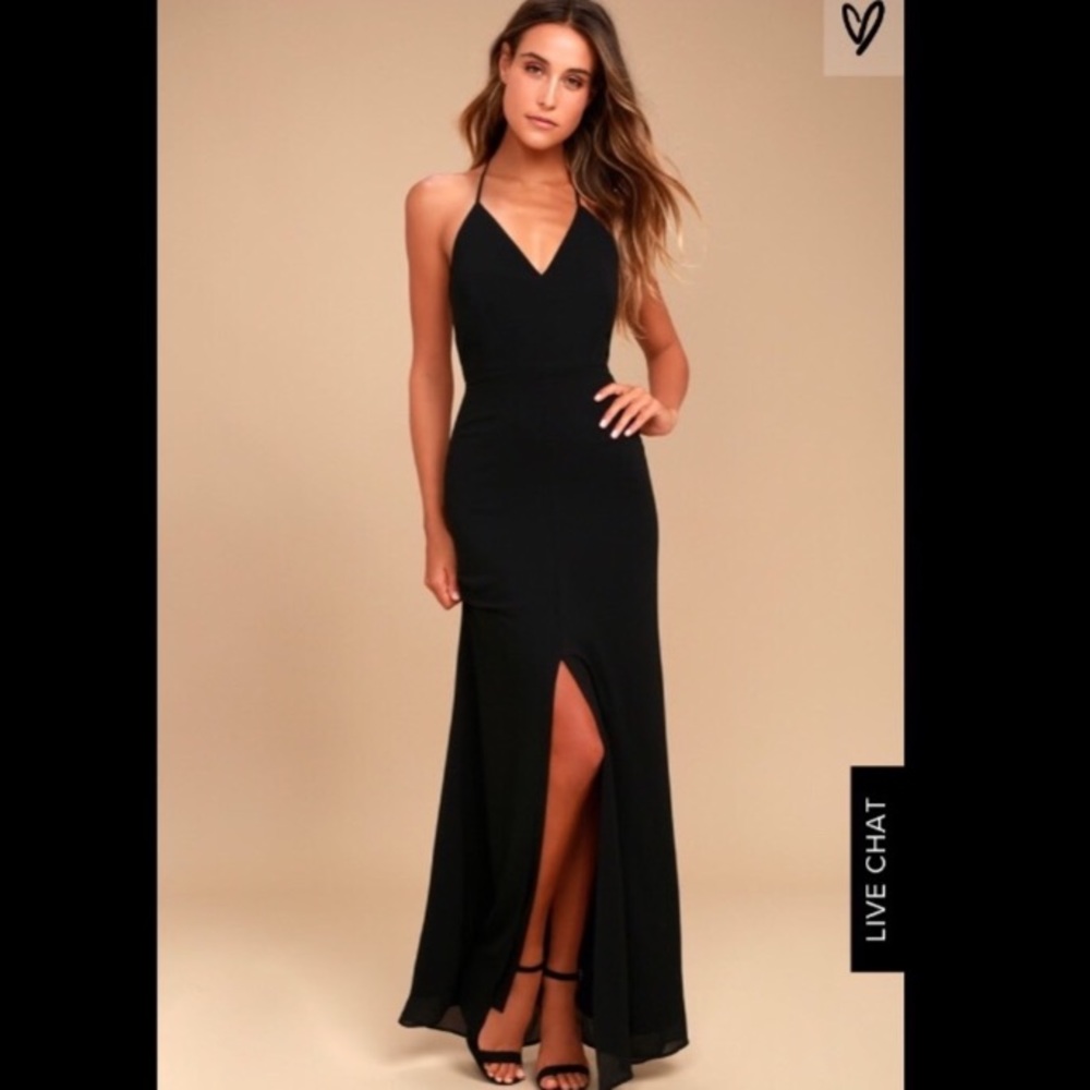 Long Black Dress with Lace Back